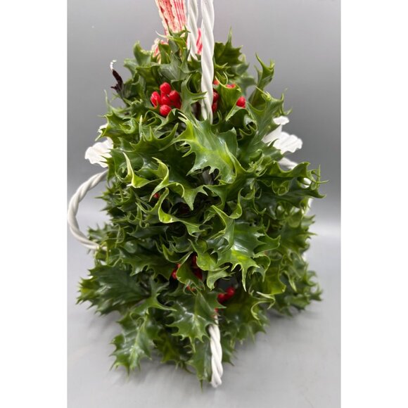 Vtg Holly Candle Holder White Twisted Metal Frame Christmas Decor - Picture 5 of 7